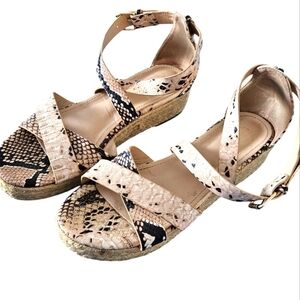 Christian LaCroix Snake Print Platform Espadrile Sandals size 9